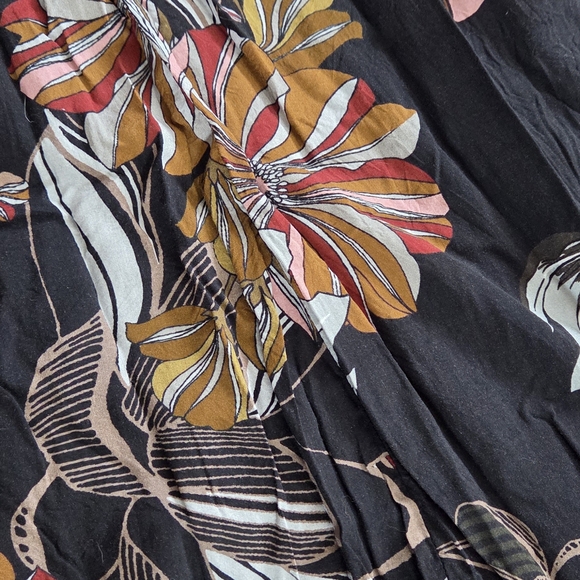 Zara Black Maxi Dress with Pink, Brown & Cream Floral Print - Picture 5 of 6